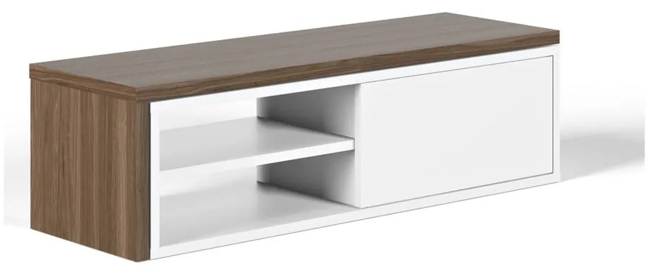 Tavolo TV bianco con dettagli in legno di noce Move - TemaHome