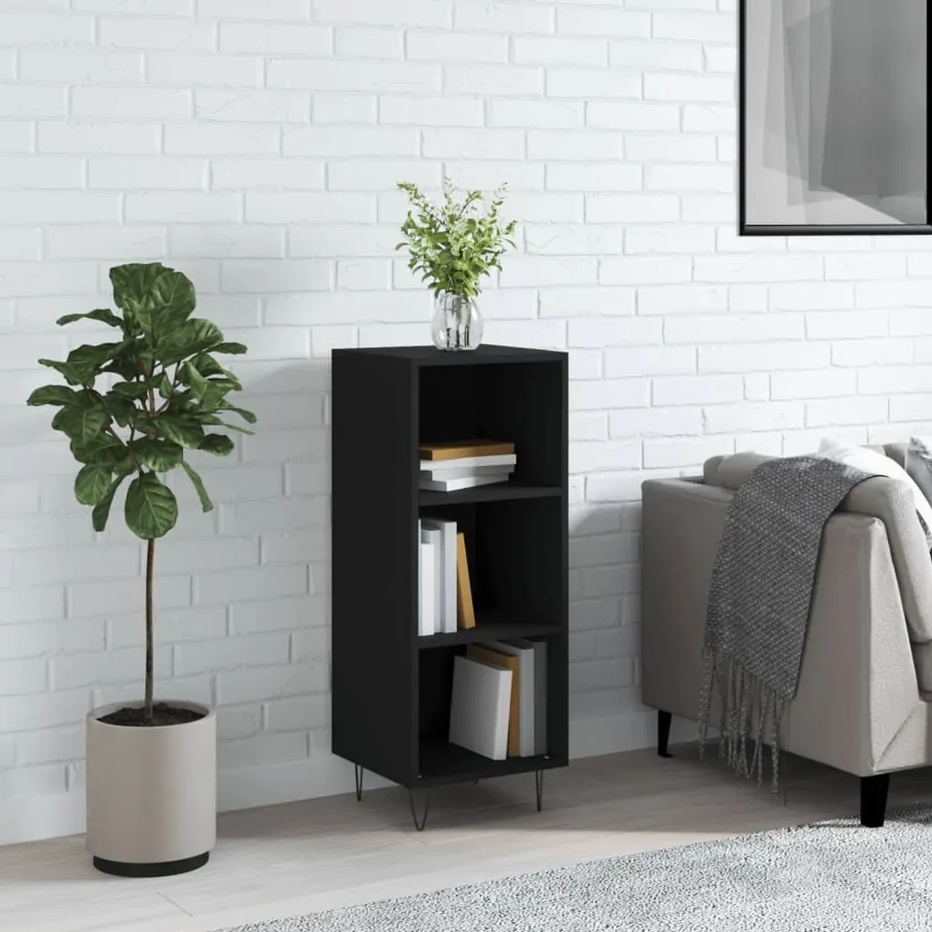 Credenza nera 34,5x32,5x90 cm in legno multistrato