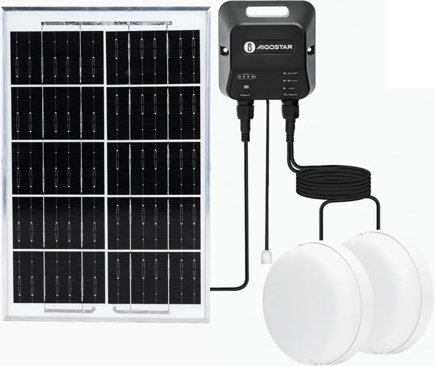 Aigostar - Lampada solare a LED 2xLED/35W/12V 6000 mAh 6500K Ø 16,8 cm
