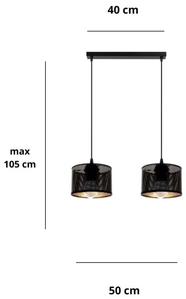 Lampadario a sospensione con filo ALDO 2xE27/60W/230V nero