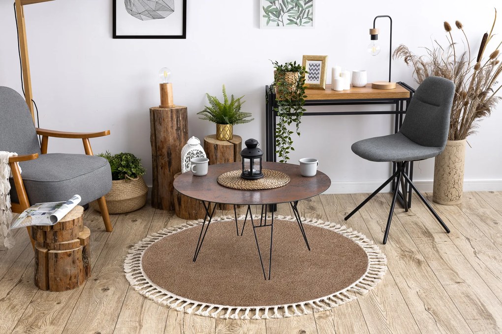 Tappeto BERBER 9000 cerchio beige Frange berbero marocchino shaggy