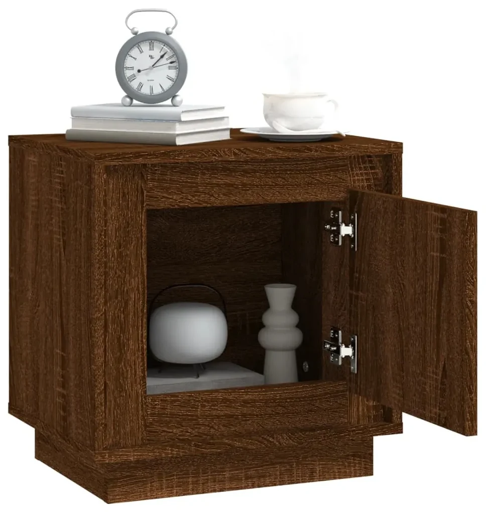 Comodini 2 pz rovere marrone 44x35x45 cm in legno multistrato