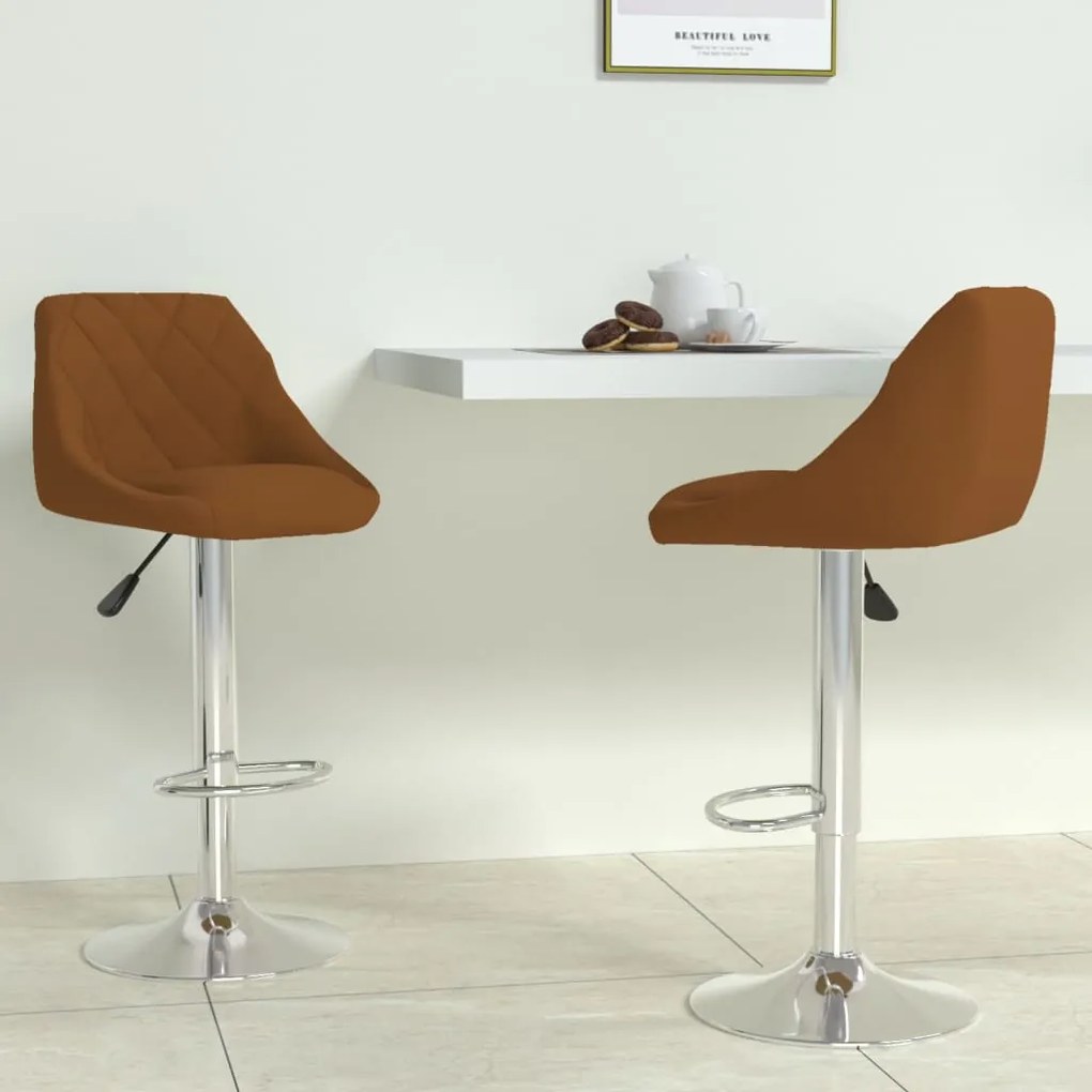Sgabelli Da Bar 2 Pz Marroni İn Velluto /