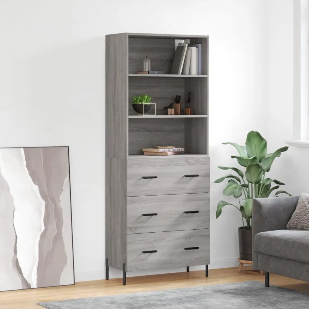 Credenza grigio sonoma 69,5x34x180 cm in legno multistrato