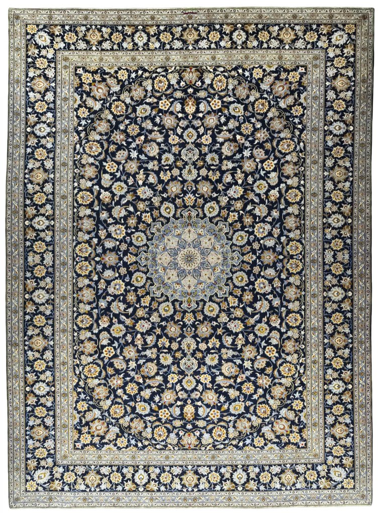 Kashan Tappeto persiano 310 x 420 Blu (Iran) Annodato A Mano