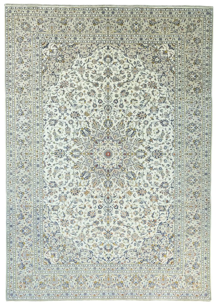 Kashan Tappeto 350x250 Beige (Iran) Annodato A Mano