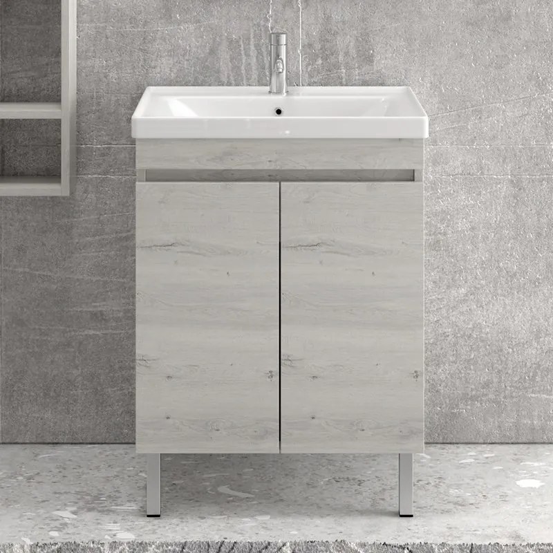Mobile bagno a terra 65cm con lavabo integrato SV-65T - KAMALU