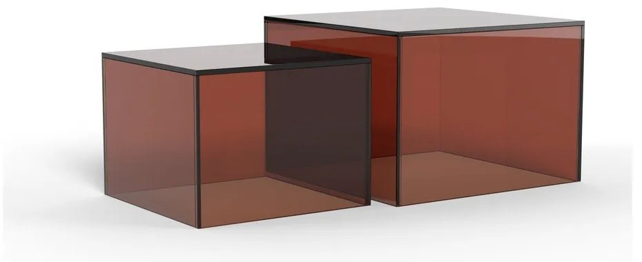 Set di tavolini da salotto marroni in vetro 2 pz 50x50 cm Dice – Actona