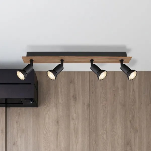 Globo 57998-4W - Faretto DREW 4xGU10/35W/230V legno/metallo