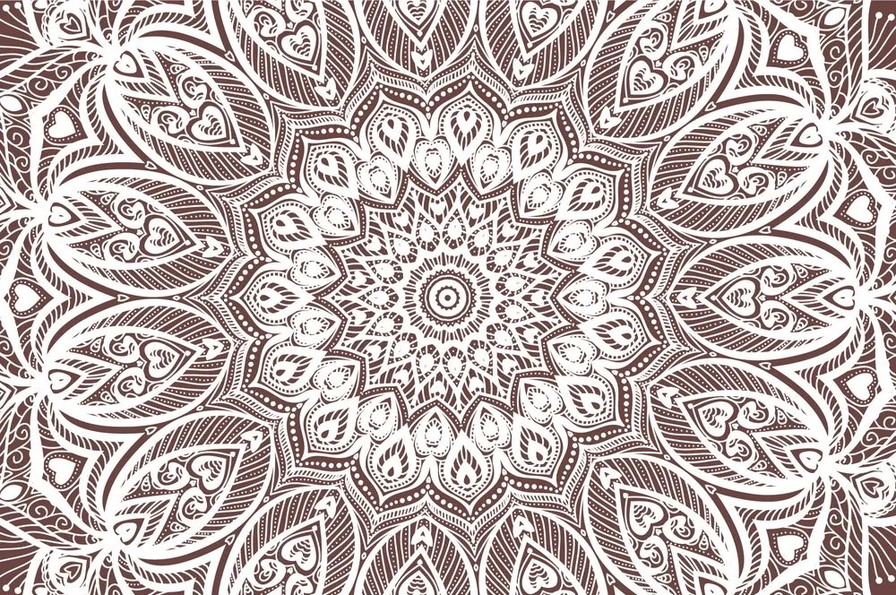 Carta da parati – Mandala dell'armonia su sfondo marrone