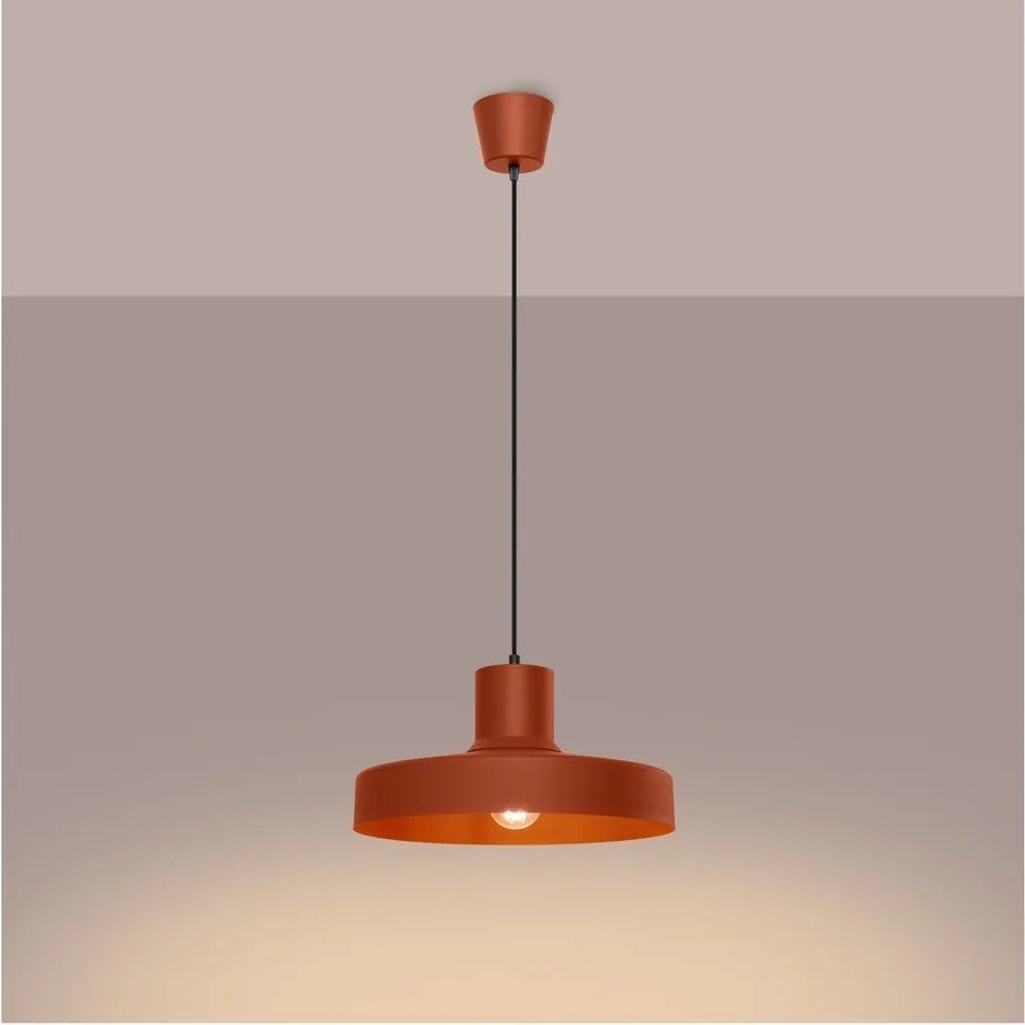Lampadario arancione con paralume in metallo Vito – Sollux
