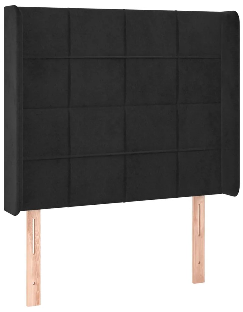 Testiera ad orecchio nera 93x16x118/128 cm in velluto