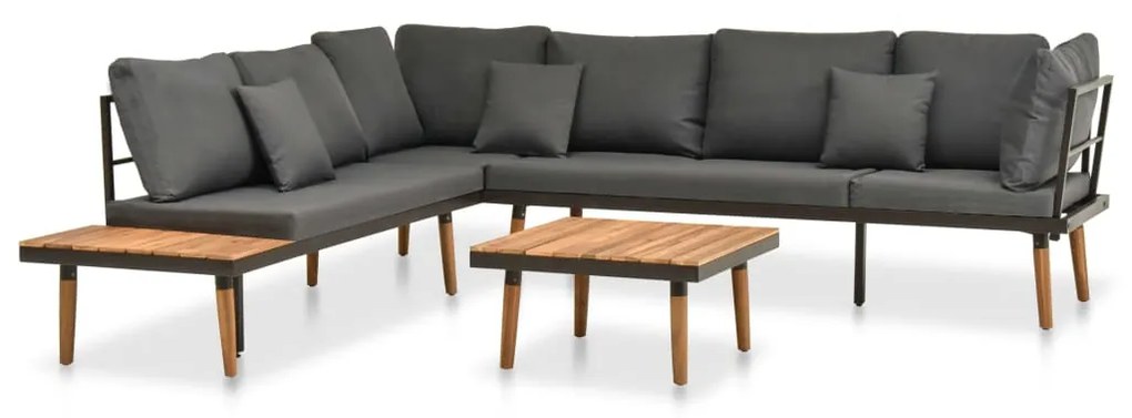 Set divani da giardino 4 pz con cuscini in massello di acacia
