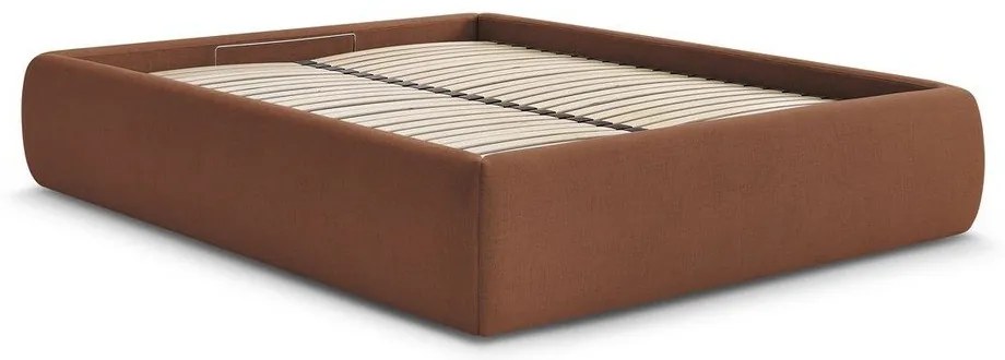 Letto matrimoniale imbottito arancione con contenitore/senza testiera con rete inclusa 160x200 cm Inera – Bobochic Paris