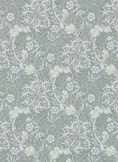 Morris & Co Carta da parati Seaweed - Silver/ Ecru