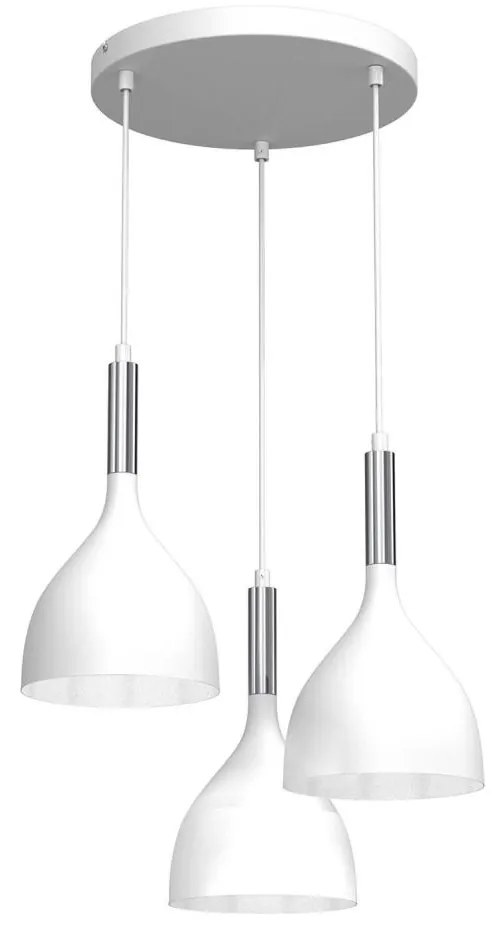 Lampadario a sospensione con filo NOAK 3xE27/15W/230V bianco/cromo