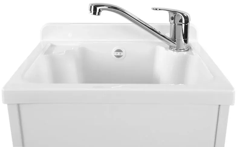 Lavatoio a muro 42x34 cm in resina bianca completo di kit di scarico