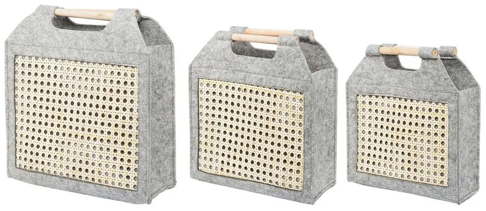 Set di 3 cesti feltro grigio chiaro SARIOT Beliani