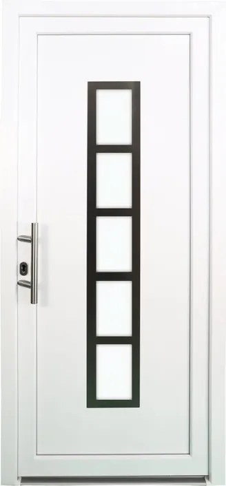 Portoncino d'ingresso 20011 L 80 x H 210 cm in PVC bianco, apertura spingere a destra, falso telaio non incluso