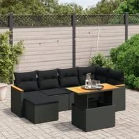 Set Divani da Giardino con Cuscini 7pz Nero Polyrattancod mxl 90329