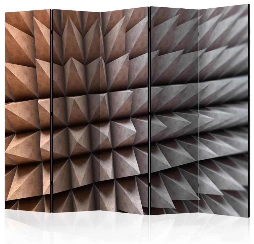 Paravento separè Difesa d'Acciaio II (5-parti) - composizione geometrica unica in 3D