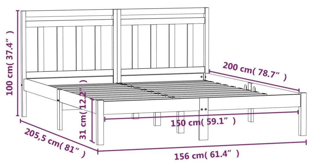 Giroletto Grigio 150x200 cm King in Legno Massello