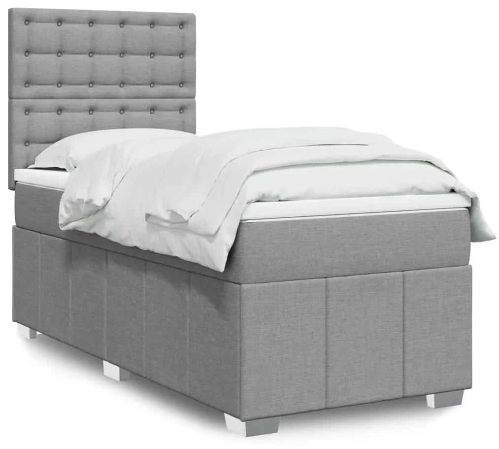 Giroletto A Molle Con Materasso Grigio Chiaro 80x200 Cm Tessuto /