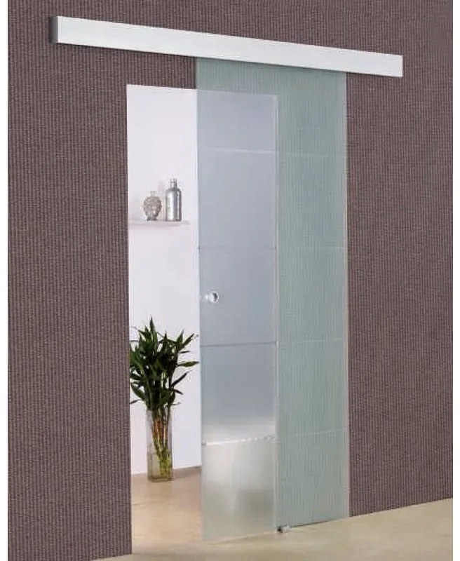 Porta scorrevole reversibile Miami in mdf trasparente, L 86 x H 215 cm, con binario Atelier argento