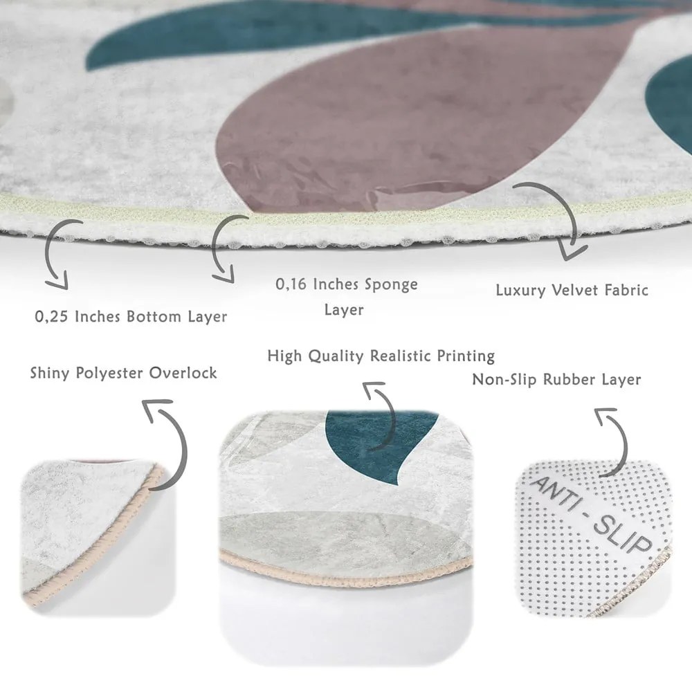 Tappeto rotondo lavabile adatto ai robot aspirapolvere ø 120 cm Comfort - Mila Home