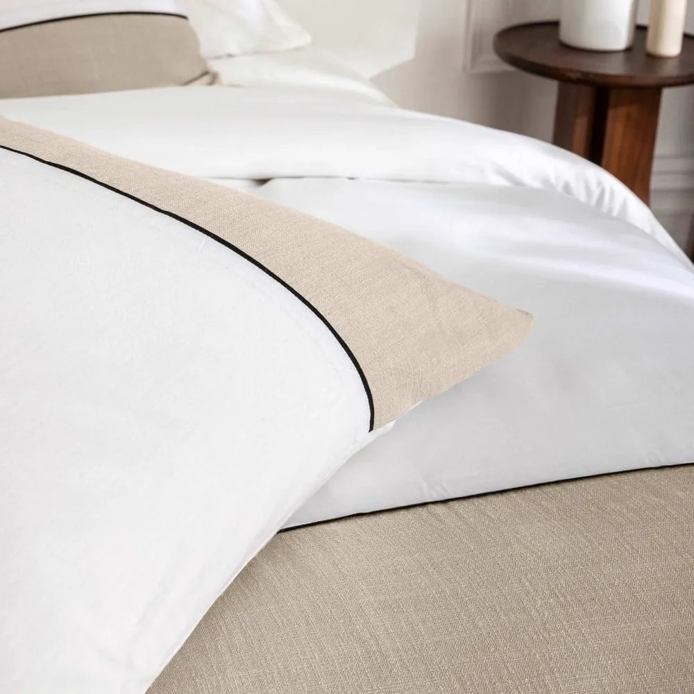 Set copripiumino e federa bianco/beige in cotone per letto matrimoniale ed esteso 240x220 cm Gabrielle – douceur d'intérieur