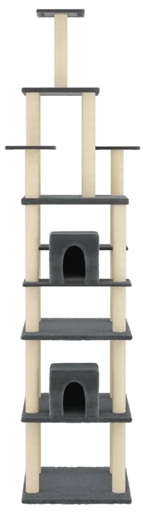Albero per gatti con tiragraffi in sisal grigio scuro 216 cm