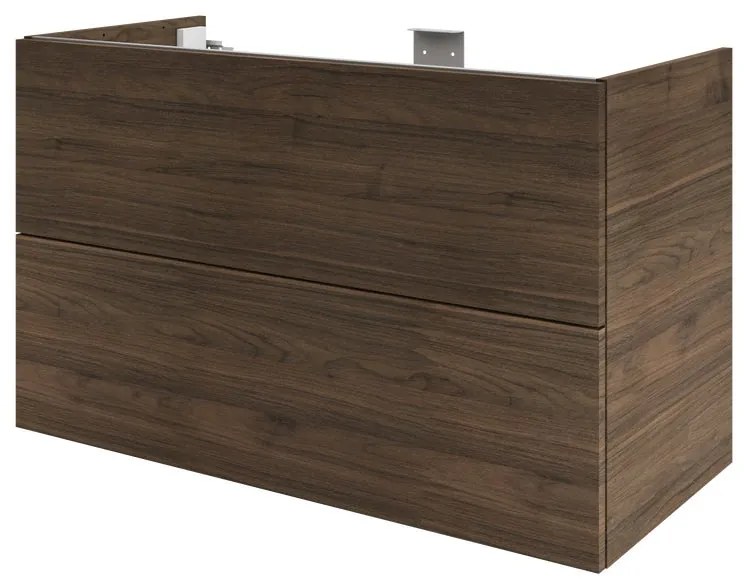 Mobile da bagno sospeso sotto lavabo L 105 x H 64 x P 48 cm noce lucido, 2 cassetti SENSEA Neo