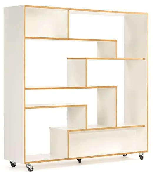 Libreria bianca con bordo in legno 140x143 cm Southbury - Woodman