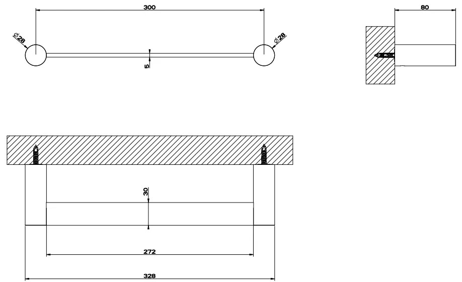 Porta Salviette 30 cm a muro steel brushed 54797 Gessi