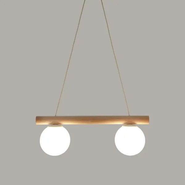 Lampadario a cavo WOODSTOCK 2xE27/15W/230V legno/crema