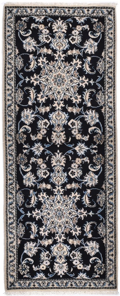 Nain Tappeto 200x80 Blu (Iran) Annodato A Mano