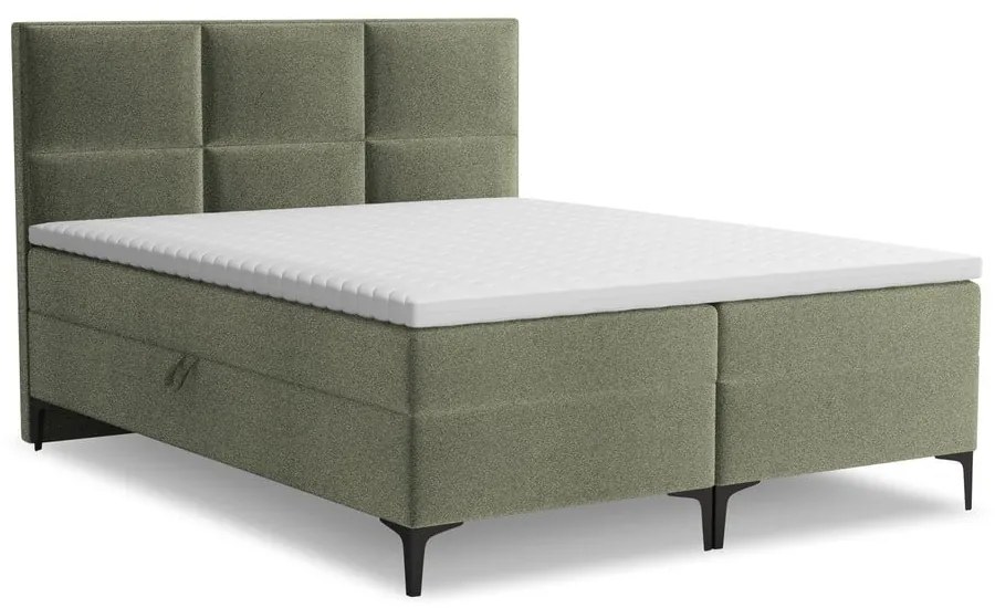 Letto boxspring verde con contenitore 180x200 cm Pakalana – Makamii