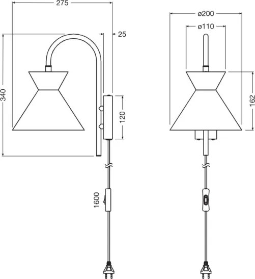 Osram - Lampada da parete DECOR WAIST 1xE27/40W/230V nera