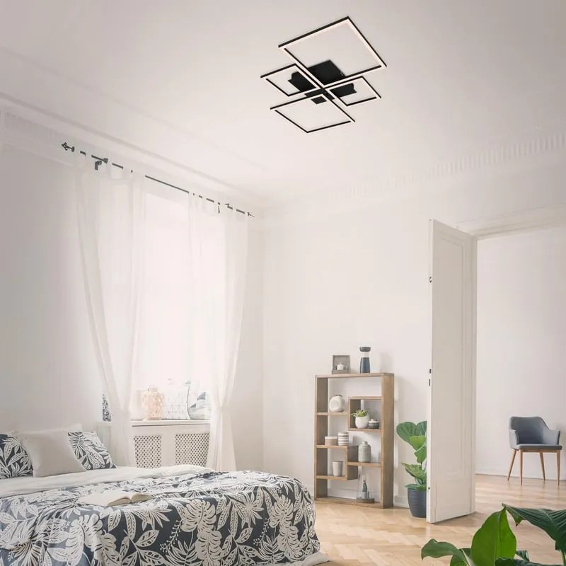 Plafoniera LED Frame nero IP20 cct da bianco caldo al bianco neutro, 4000 lumen BRILONER