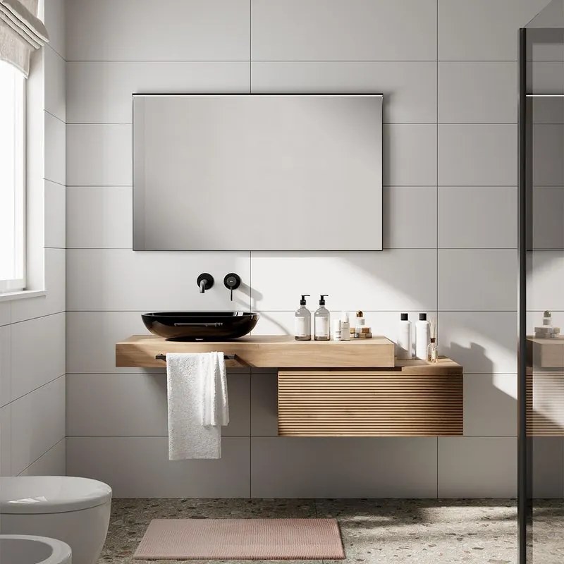 Lavabo da appoggio STEP/STAR ovale in vetro L 54 x H 11 x P 34.5 cm nero