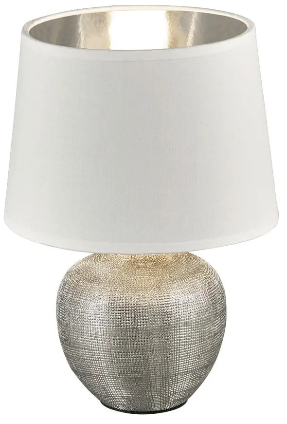 Lampada da tavolo in ceramica bianca e tessuto, altezza 26 cm Luxor - Trio