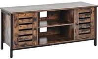 Mobile TV Legno Scuro Struttura in Ferro Nero 110 x 50 x 40 cm 2 Ante Industriale Soggiorno