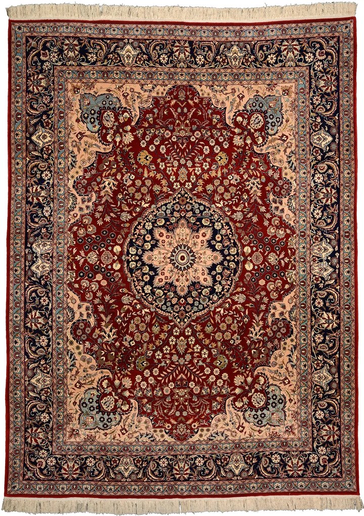 Isfahan Tappeto 340x250 Beige (Cina) Annodato A Mano