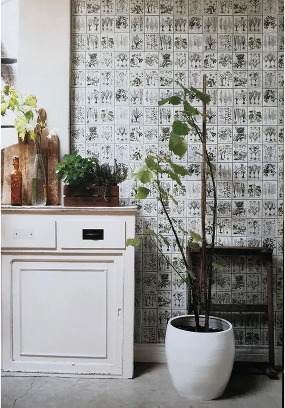 Fotomurale ESTA Pagine, grigio caldo chiaro e verde 138X279 cm