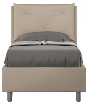 Letto singolo senza rete imbottito 80x200 similpelle tortora Appia