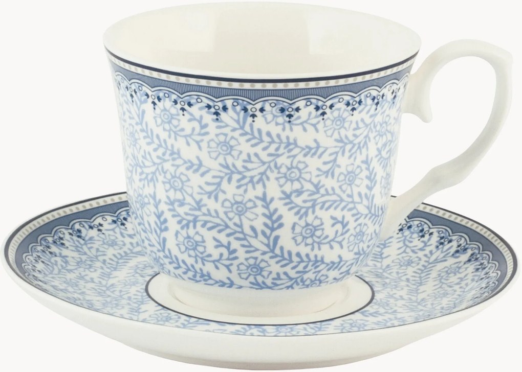 Set di 2 tazze da tè in porcellana con piattino Blue Dream