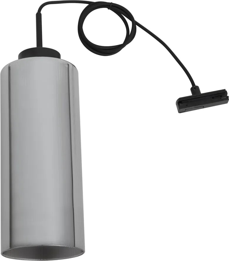 Lampada a sospensione Art Déco Nera con vetro fumé per sistema a binario monofase - Iconic Laura