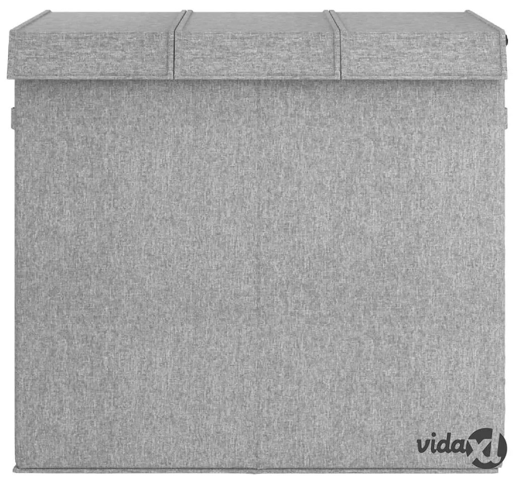 vidaXL Cesto Biancheria Pieghevole Grigio 64,5x34,5x59 cm Lino Finto