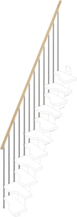 Balaustra in kit IRIS Bria 11GR in acciaio argento, corrimano in legno faggio, L 120 cm fissaggio a parete