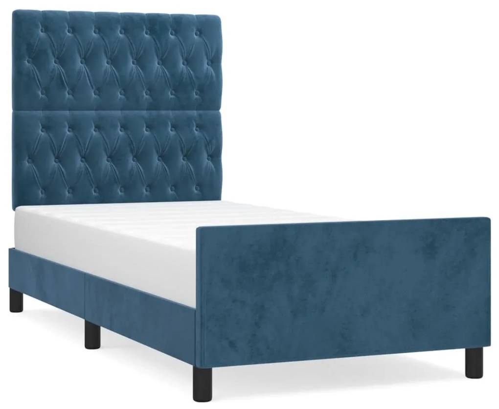 Giroletto con testiera blu scuro 100x200 cm in velluto